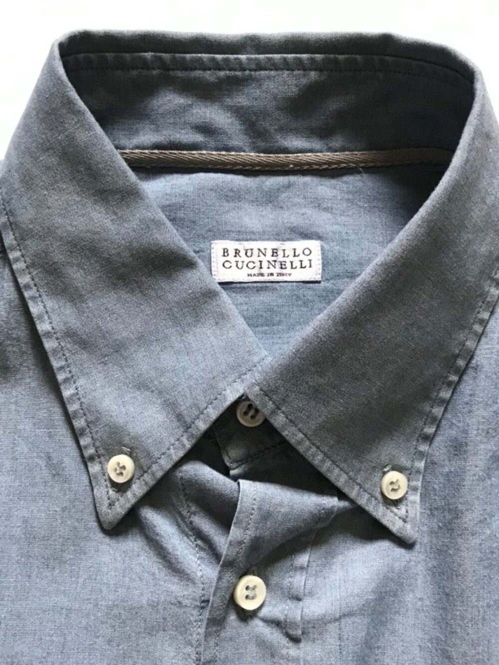 Brunello Cucinelli Denim Button Down Shirt Mens Large Blue Chambray Long Sleeve - Picture 5 of 10